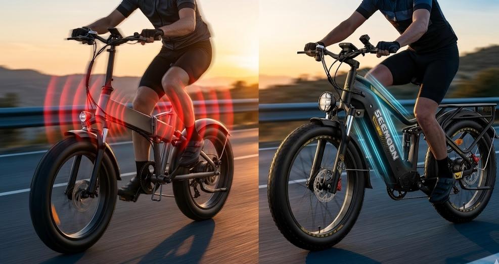 Are Folding E-Bikes Safe at 45 MPH? Folding vs. Solid Frame Fat Tire E-Bikes   seemoonebike