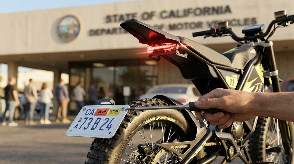 Attaching a legal motorcycle license plate to a registered street legal sm4pro electric dirt bike