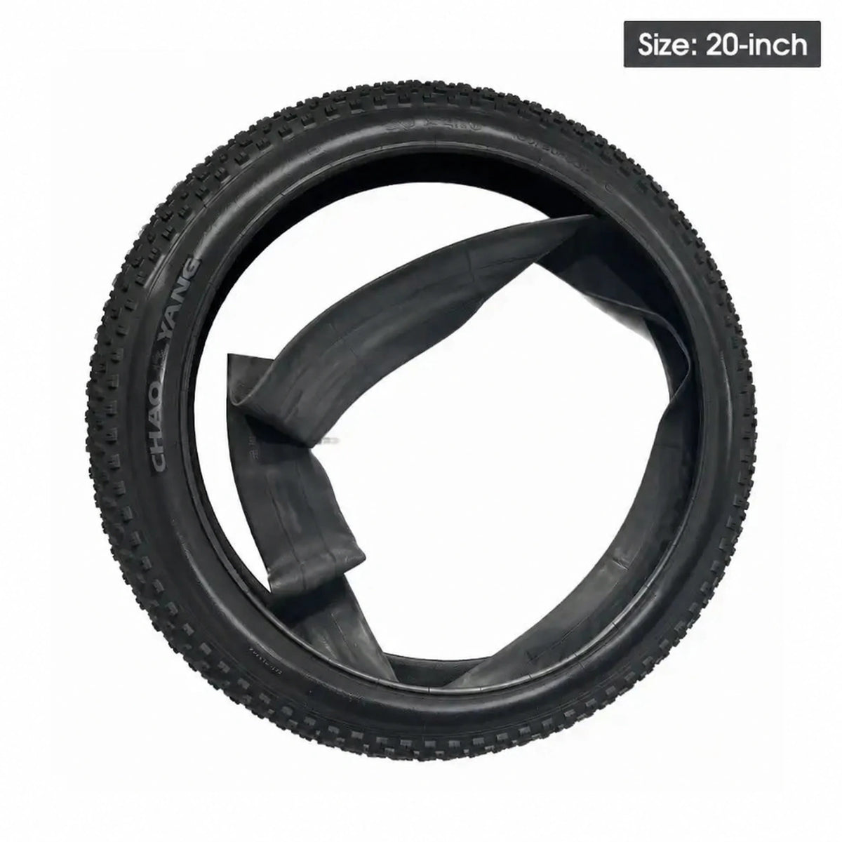 20-inch studded, puncture-resistant inner tubes and tires for Seemoon fat-tire e-bikes.