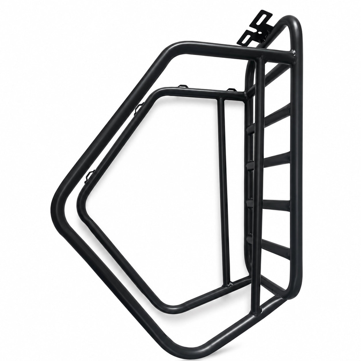 Black SEEMOON SM1 rear cargo rack with frame-mounted support structure, designed as an original replacement for the SM1 e-bike.