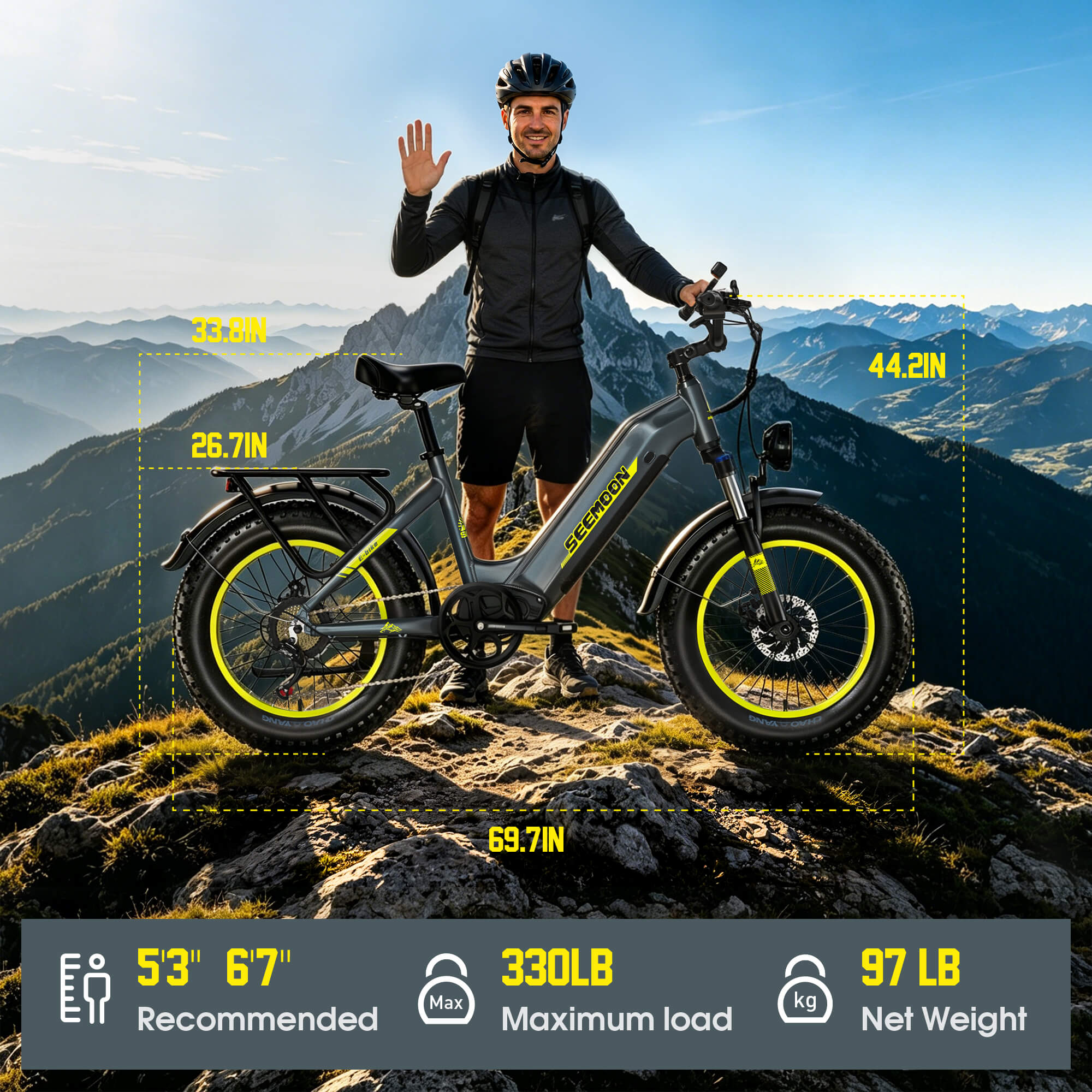 seemoon sm5 ebike dimensions and specs