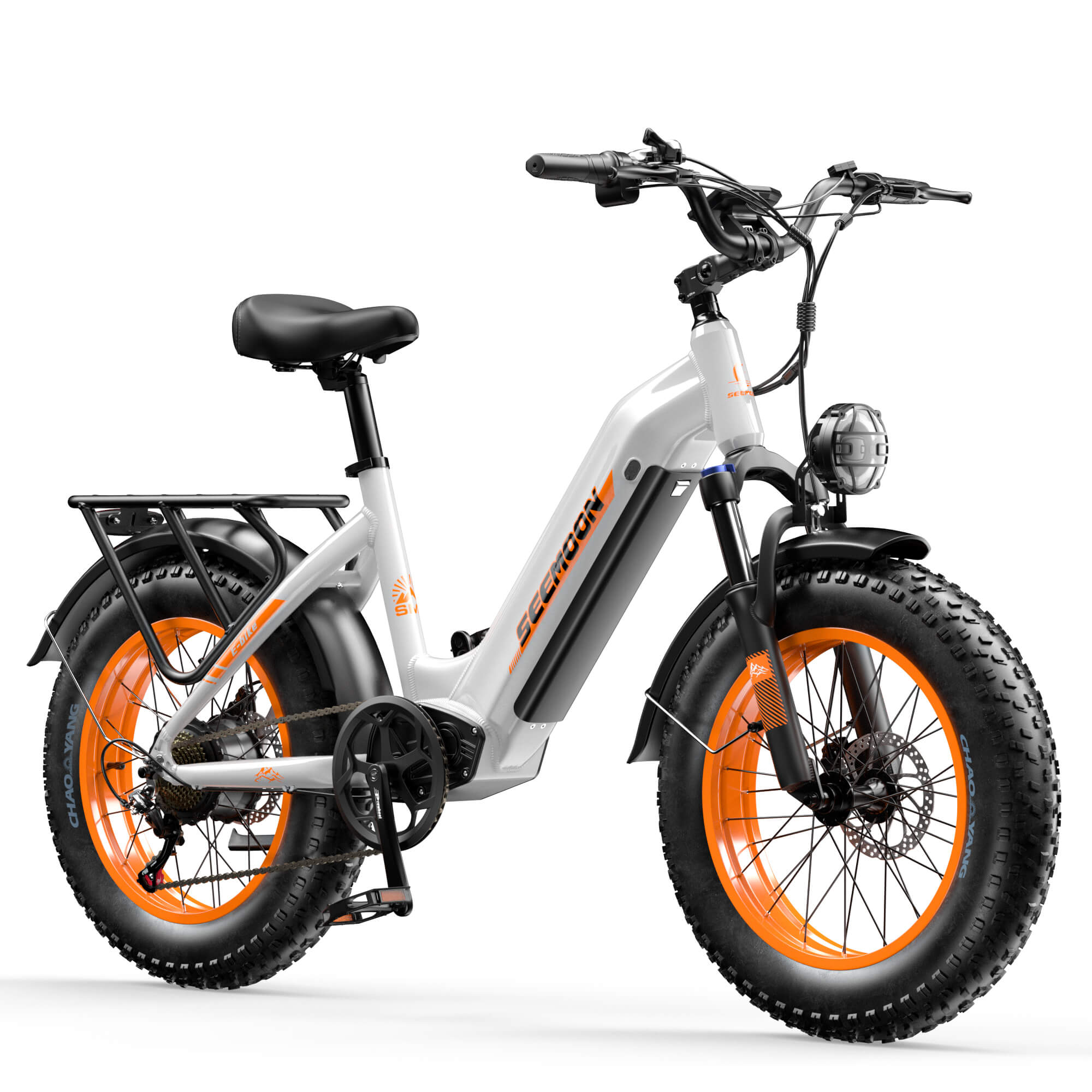 seemoon sm5 Fat tire ebike white orange