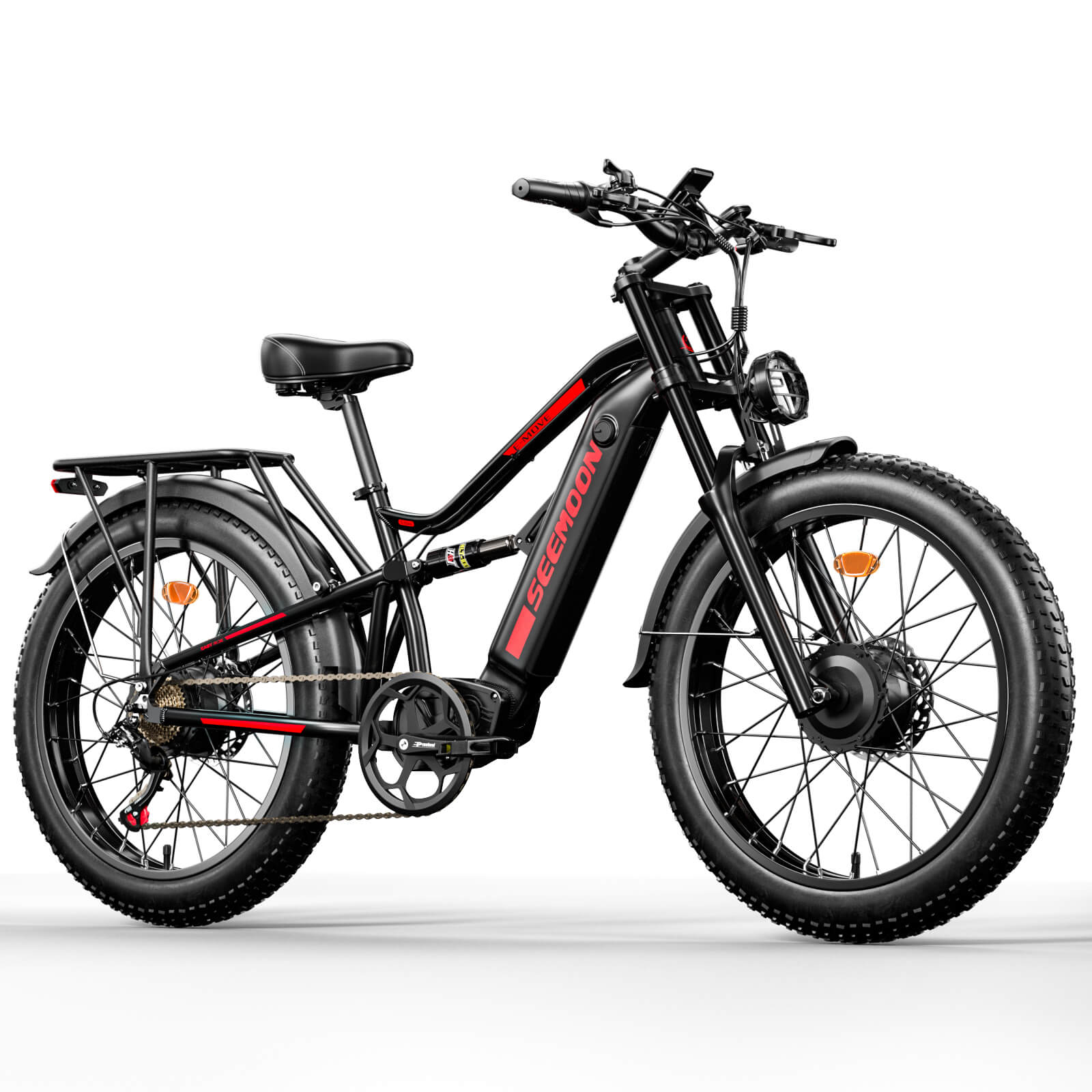 Seemoon SM8 electric bike in black, front angle view