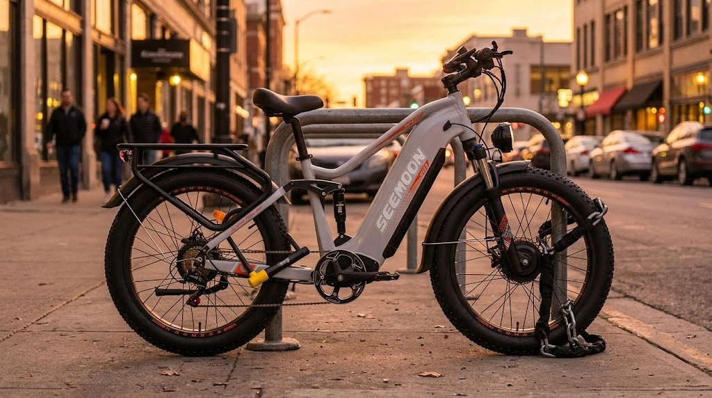 The Seemoon SM3 off-road electric bike is protected against theft by a dual-lock system.