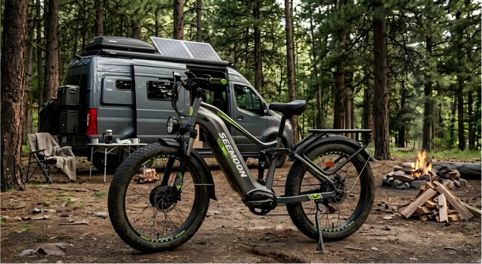 The SM3 heavy-duty e-bike is the perfect campsite all-in-one e-bike for RV travelers.
