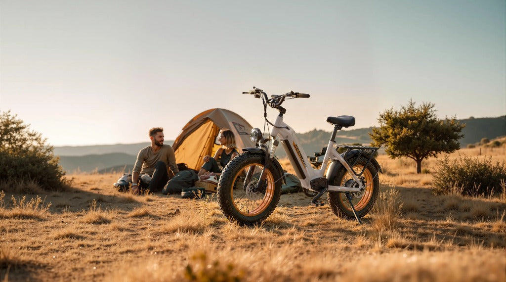 With pure copper motor and fat tires, the Seemoon SM5 3000w electric bike is an good choice for outdoor camping.