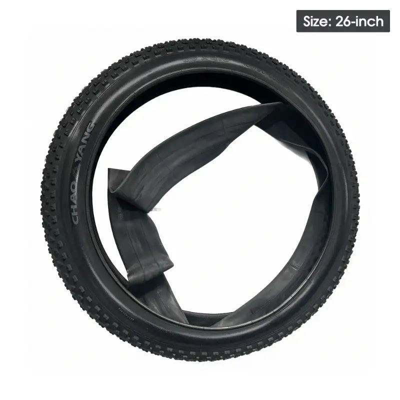 26-inch studded, puncture-resistant inner tubes and tires for Seemoon fat-tire e-bikes.