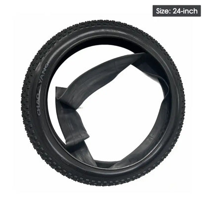 24-inch studded, puncture-resistant inner tubes and tires for Seemoon fat-tire e-bikes.