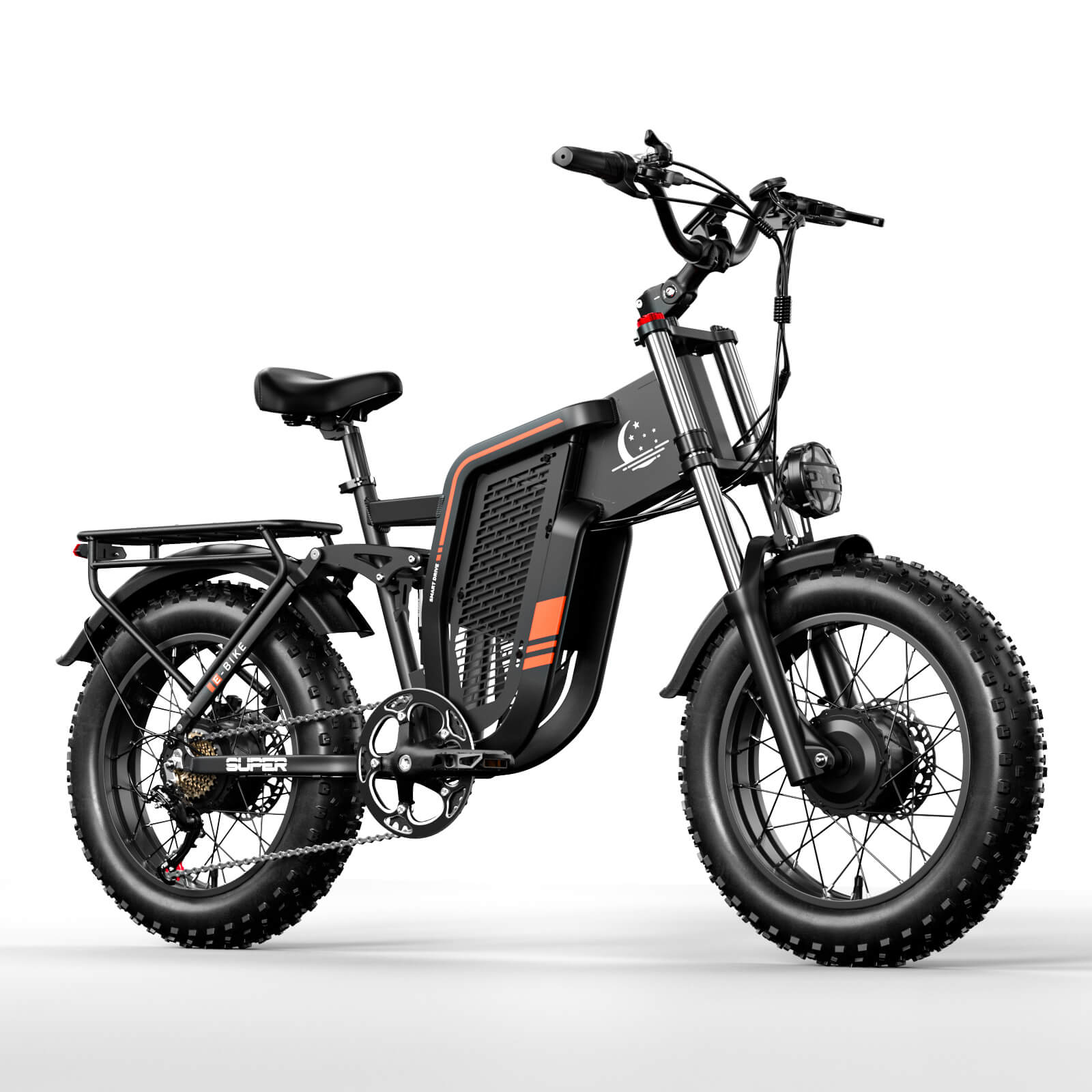 Seemoon SM8 electric bike in black, front angle view