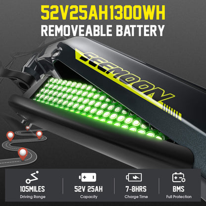 seemoon sm5 ebike 52v 25ah removable battery