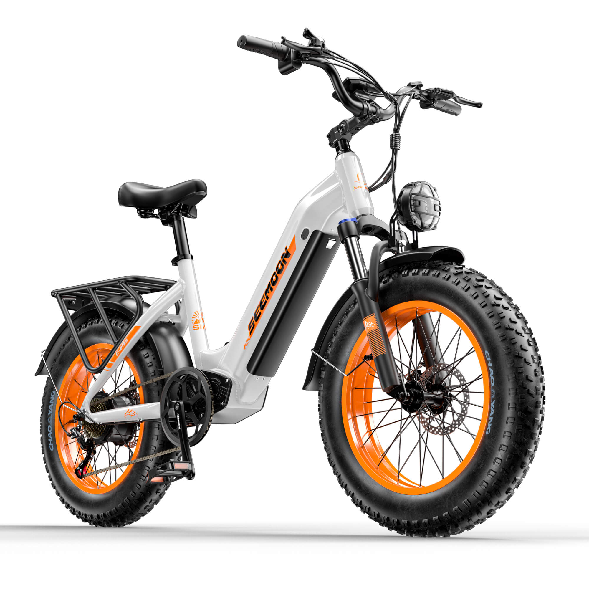 seemoon sm5  Fat tire ebike white orange