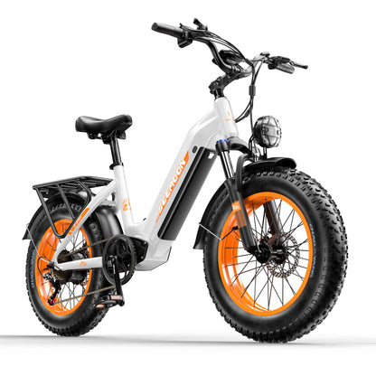 seemoon sm5 step-through style fat tire ebike white orange
